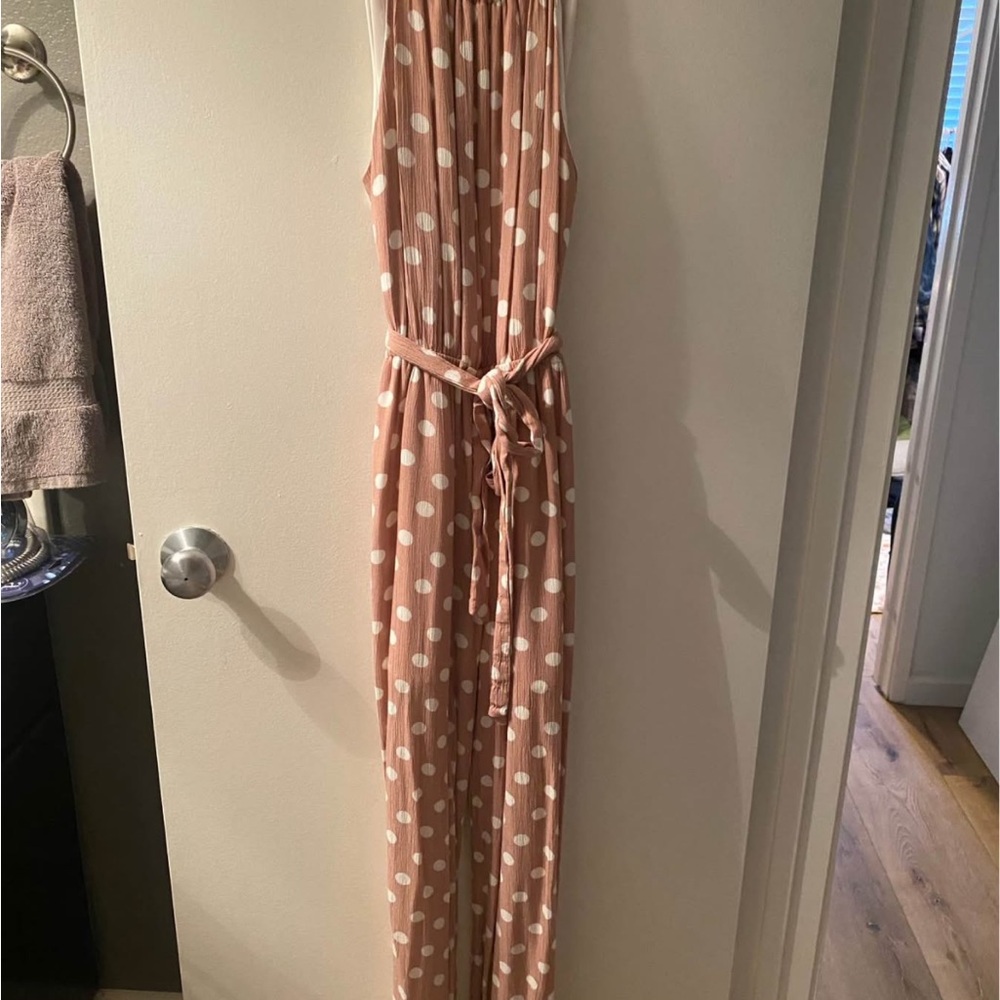 Polka Dot Jumpsuit in Pink and White